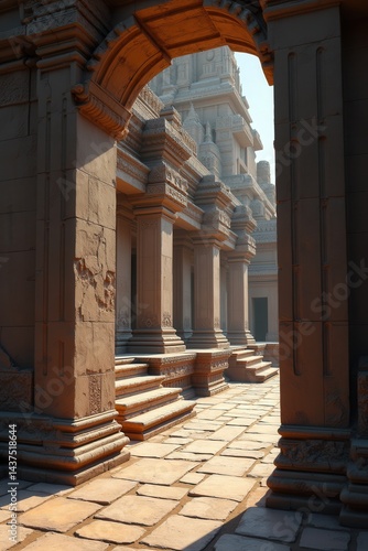 Obraz na płótnie Ancient sandstone temple architecture with intricate carvings w salonie