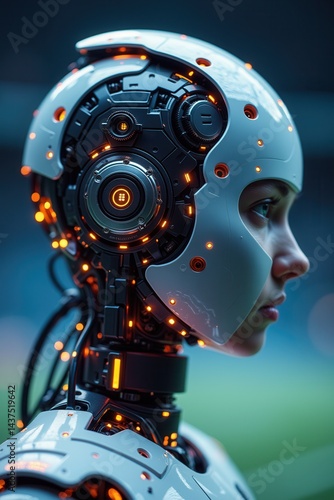 Obraz na płótnie Artificial intelligence robot with futuristic design w salonie