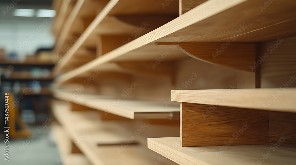 Fototapeta premium Wooden Shelves in a Workshop