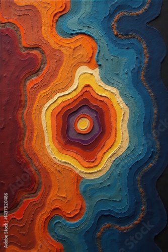 Obraz na płótnie Abstract colorful paint layers forming intricate patterns w salonie
