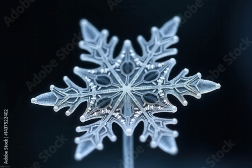 Obraz na płótnie Intricate snowflake close-up highlighting natural ice crystal design w salonie