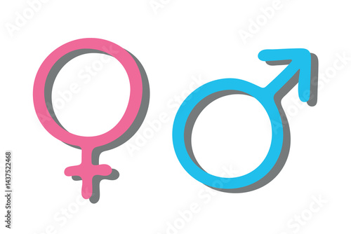 Hand drawn female and male gender identity icon Symbol used to represent sex and gender