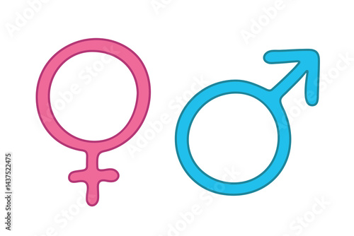 Hand drawn female and male gender identity icon Symbol used to represent sex and gender