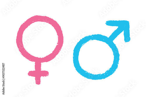 Hand drawn female and male gender identity icon Symbol used to represent sex and gender
