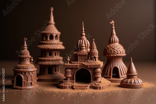 Obraz na płótnie Chocolate architecture structures with intricate designs w salonie