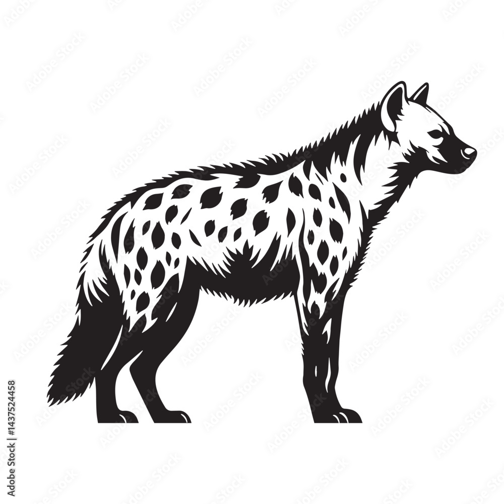 Obraz premium Clean, refined hyena silhouette vector perfect for branding, digital logos, and professional design projects – hyena silhouette – hyena vector – hyena illustration – silhouette of hyena