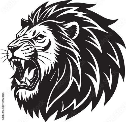 Wallpaper Mural 
Lion Face, Silhouettes Lion Face , black and white Lion vector Pro Vector Torontodigital.ca