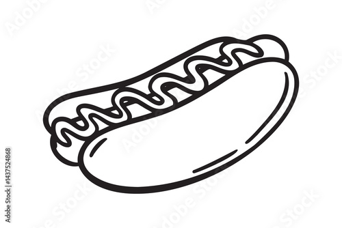 hot dog icon doodle hand drawn. Outline drawing hot dog line clipart symbol