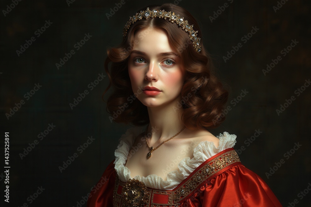 Portrait of woman in medieval dress