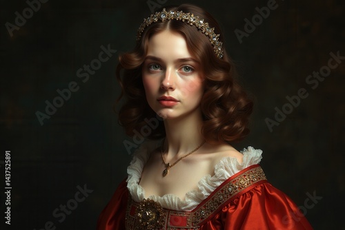 Obraz na płótnie Portrait of woman in medieval dress w salonie