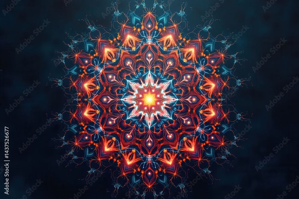 Mesmerizing digital mandala art with vibrant colors