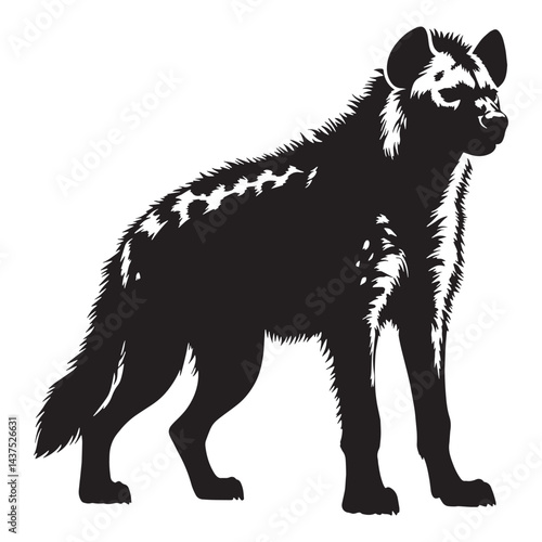 Refined hyena silhouette ideal for use in high-resolution logos, digital art, and branding applications – hyena silhouette – hyena vector – hyena illustration – silhouette of hyena

