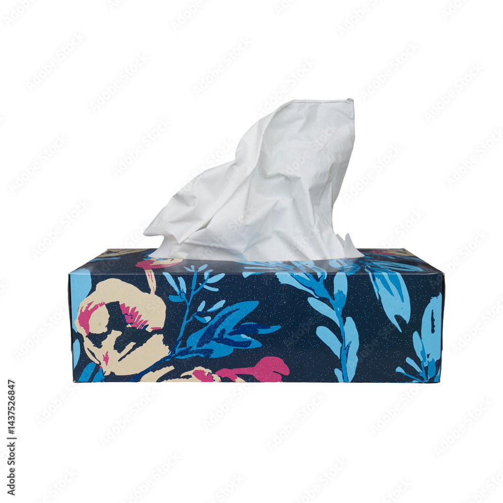 a colorful box of paper tissues
