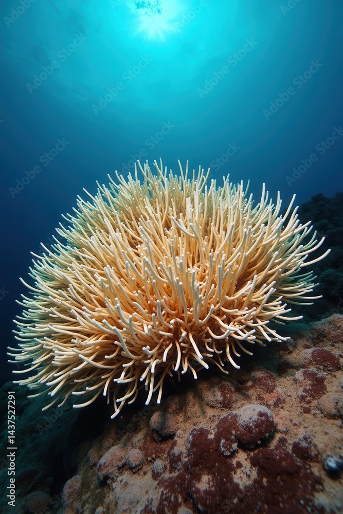 Coral reef underwater landscape with vibrant colors sunlight