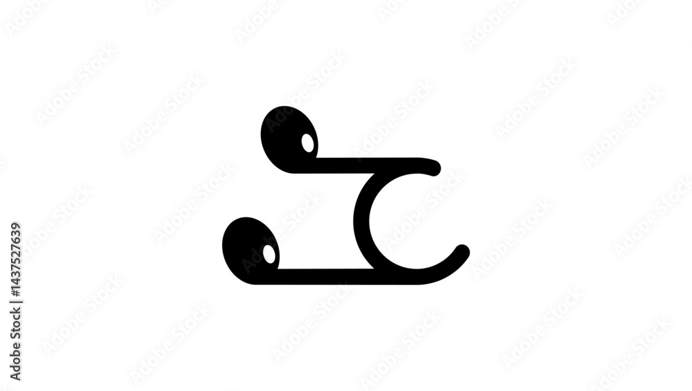 letter C in note shape, black and isolated silhouette letter C in note shape, black and isolated silhouette