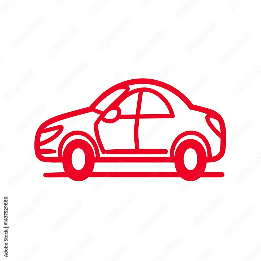 Fototapeta premium A simple red line drawing of a car