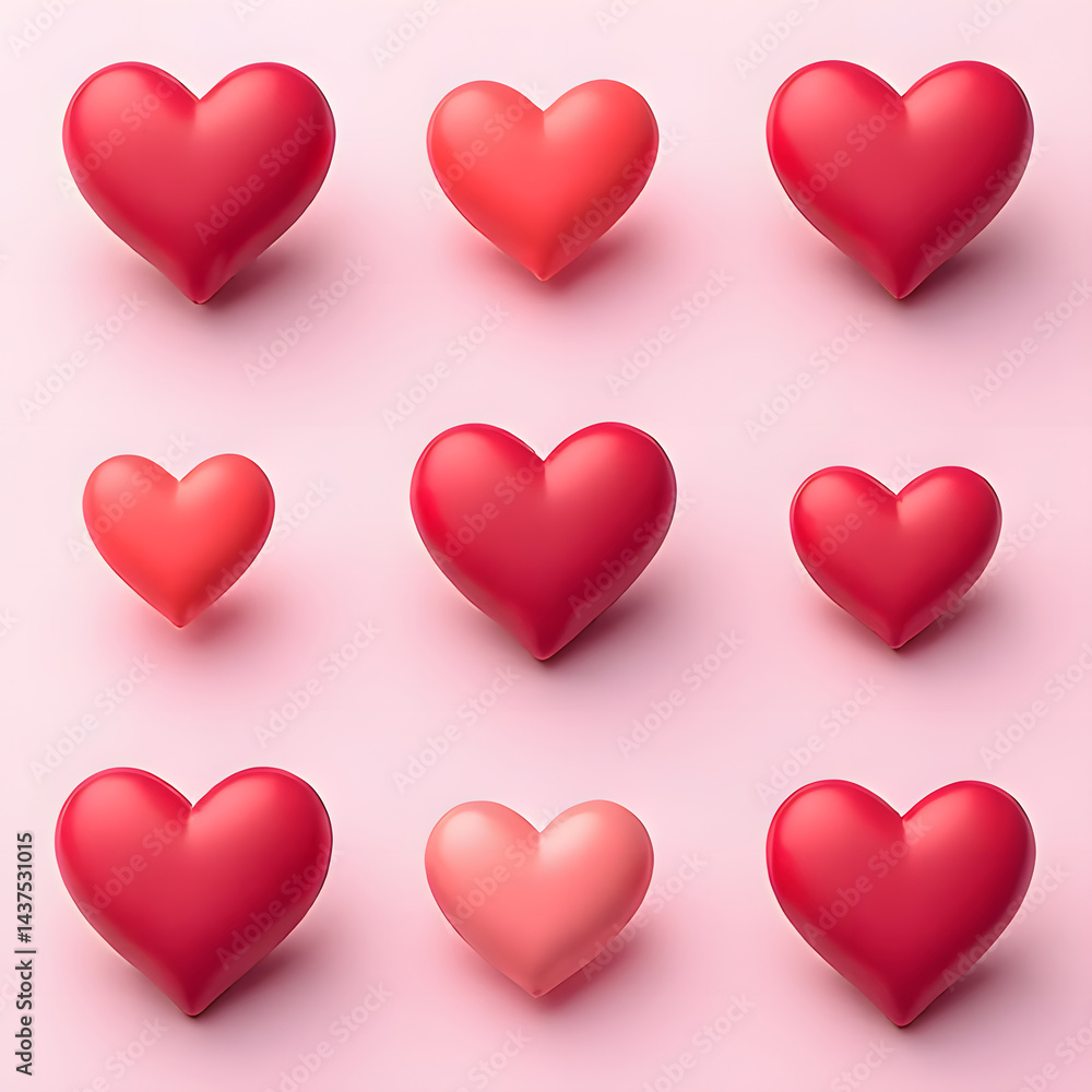 2D cartoon,hearts in various colors. It is a pattern 2D cartoon,hearts in various colors. It is a pattern
