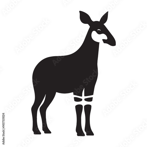 High-quality okapi silhouette vector created for use in logos, web design, and digital branding – okapi silhouette – okapi vector – okapi illustration – silhouette of okapi

