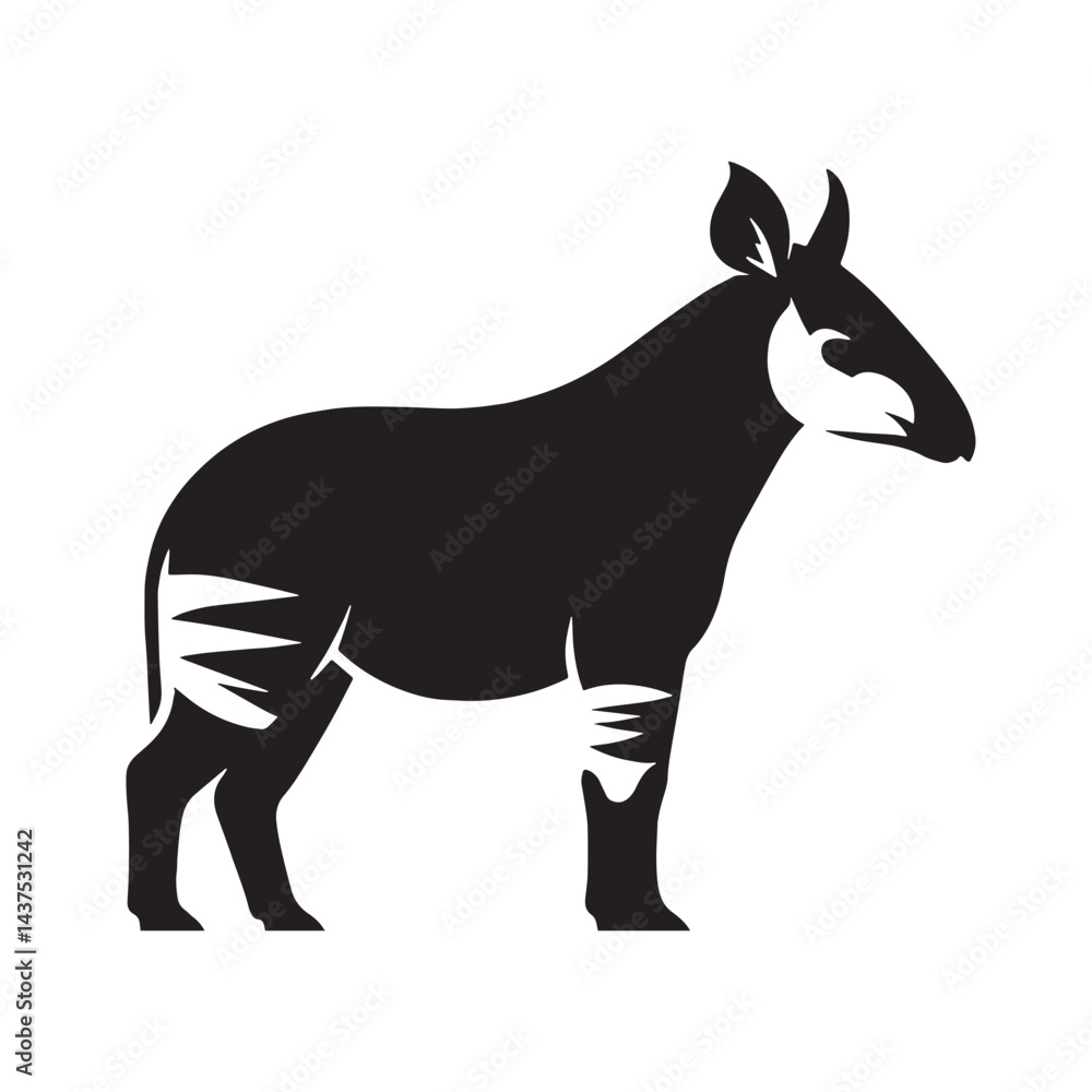 Obraz premium Refined okapi silhouette crafted for high-quality logos, digital branding, and creative web design – okapi silhouette – okapi vector – okapi illustration – silhouette of okapi