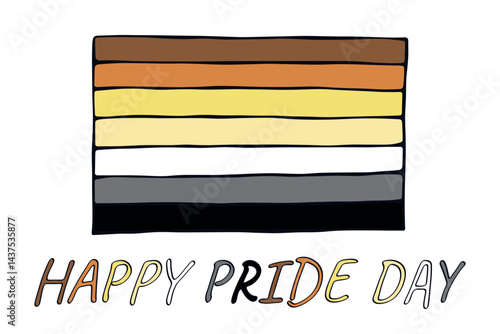 Colorful Bear brotherhood pride flag Happy pride day LGBTQ community Pride Month Vector hand drawn doodle for posters, stickers, logo, cards