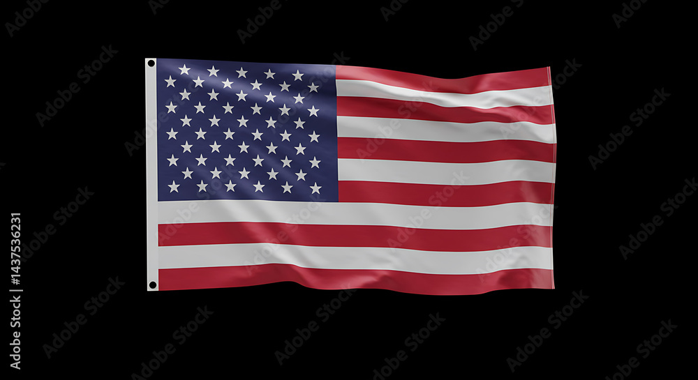 Realistic American Flag Waving, Isolated Studio Shot on Black Background, Perfect for Patriotic Designs and Web Banners Realistic American Flag Waving, Isolated Studio Shot on Black Background, Perfect for Patriotic Designs and Web Banners