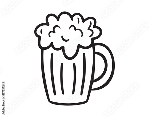 beer mug icon doodle hand drawn. outline line drawing clipart symbol