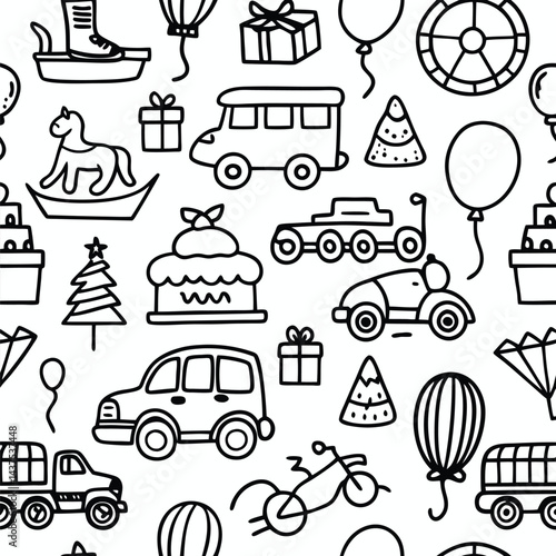 Cute Children's Coloring Book Pattern