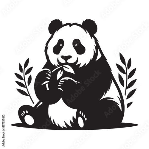 Stylish panda silhouette vector for creative branding, logo creation, and professional design – panda silhouette – panda vector – panda illustration – silhouette of panda

