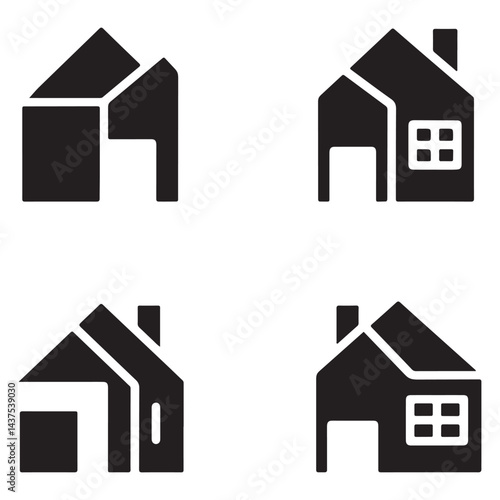Vector Set Features Multiple House icons Symbols of Real Estate And Residential Buildings ideal For Web Design And illustrating 