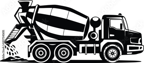 Cement Mixer Truck Silhouette Set | Construction Machine Vector Concrete Mixer Truck Outline | Heavy Equipment Silhouette Art