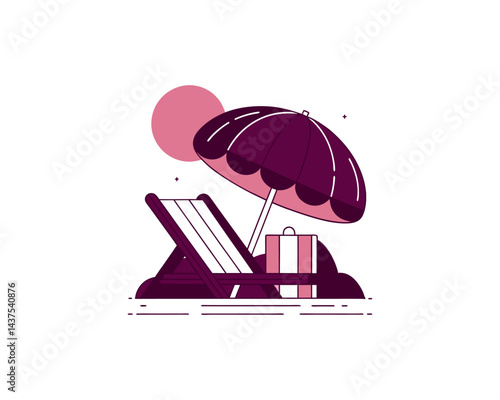 Sun Umbrella Icon Vector