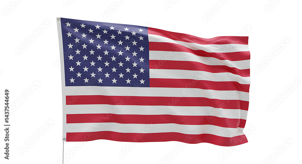 Obraz premium Waving American flag with stars and stripes, blowing in the wind, concept for patriotism, national pride and USA independence celebrations