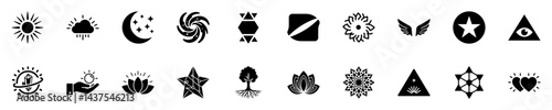 Powerful Manifestation Symbols Icon Pack - Energy, Awakening, Cosmic Alignment, Spiritual Growth