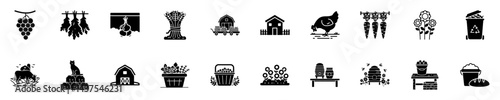 Farming Icon Pack - Basket of Fresh Herbs, Beehive, Vegetables, Animals & More