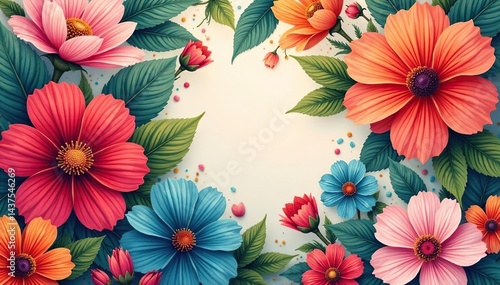 Wallpaper Mural Continuous, vibrant floral motif Bold blossoms create endless design , print, graphics Torontodigital.ca