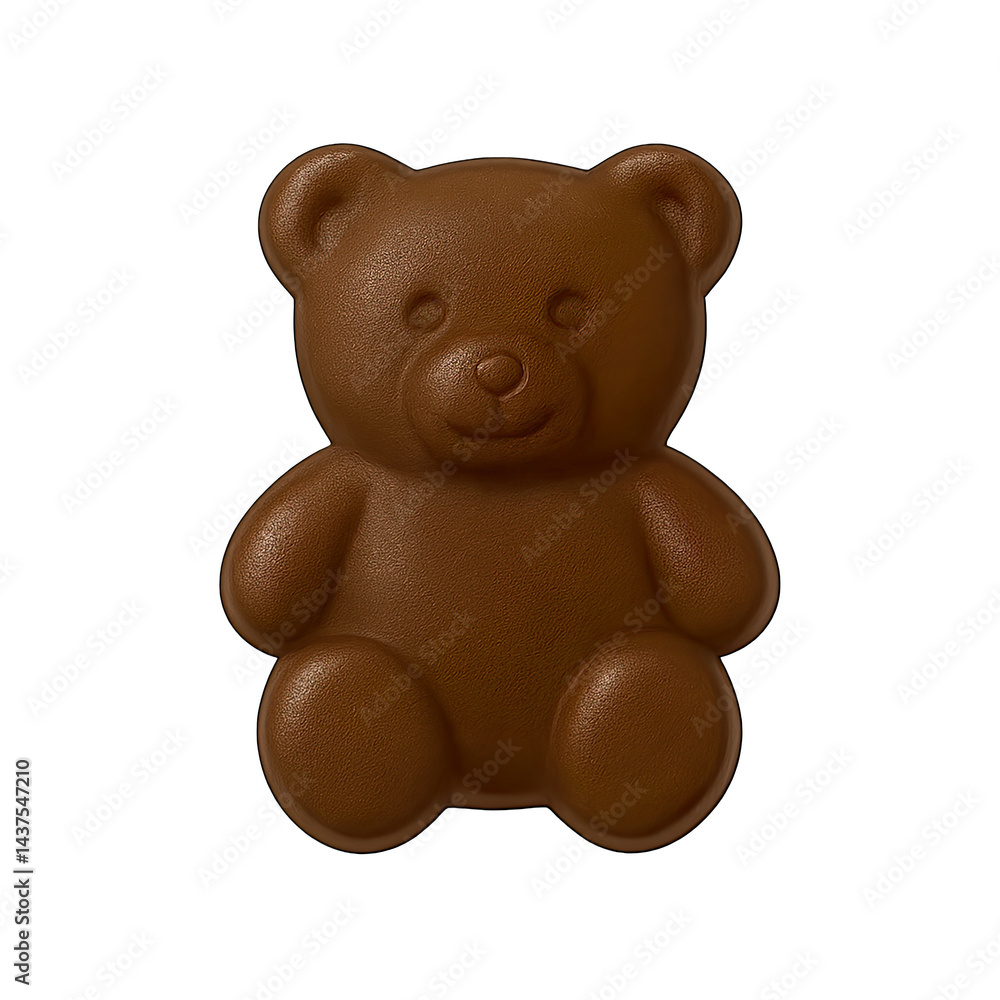 Obraz premium Chocolate Teddy Bear Shape Isolated on Transparent Background, Generative AI