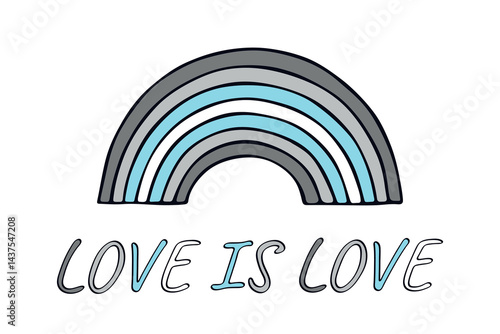 Colorful rainbow shape Demiboy pride flag Happy pride day LGBTQIA community Pride Month Vector hand drawn doodle for posters, stickers, logo, cards