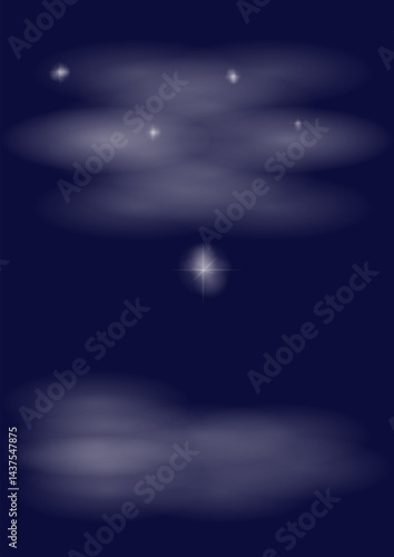 stars and clouds in a dark sky illustration