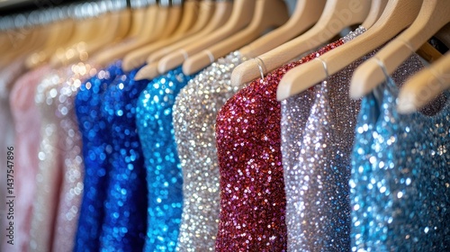Sequin dresses on hangers