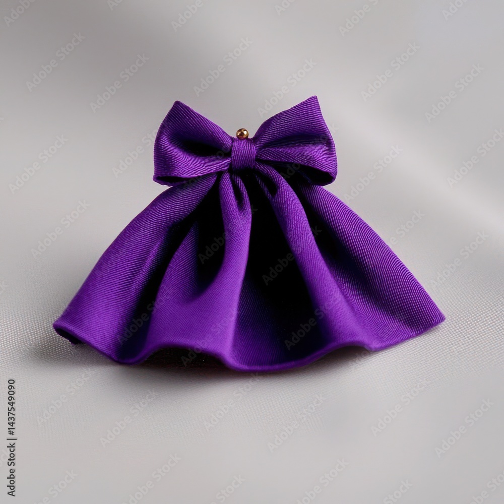 A vibrant purple dress with a decorative bow, showcasing elegance and style.