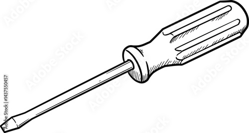 Precision Tool: An illustration of a precision screwdriver, a tool designed for accuracy in a line art form. Focus on its design and purpose.