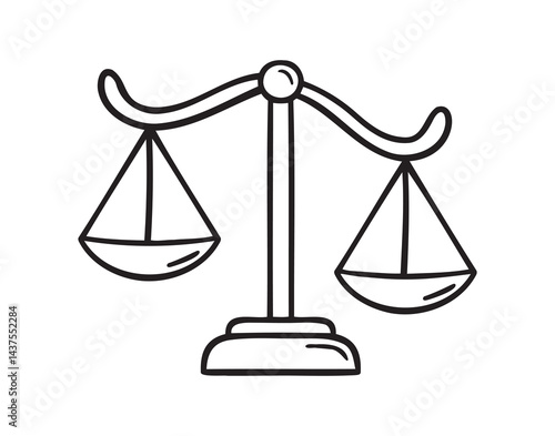 balance scale doodle hand drawn icon. Outline drawing unbalanced scales line clipart symbol