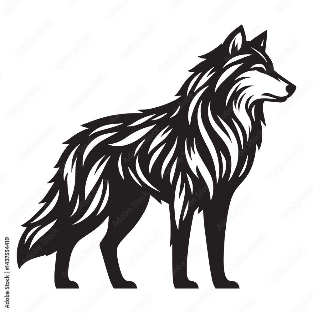 Fototapeta premium Modern wolf silhouette crafted for use in professional logos, digital designs, and marketing – wolf silhouette – wolf vector – wolf illustration – silhouette of wolf