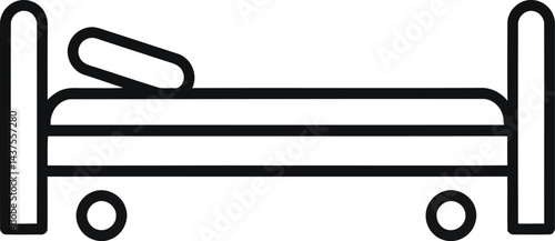 Hospital bed icon: An essential medical equipment, symbolizing rest, recovery, and healthcare, with the focus on the essential structure of the bed.
