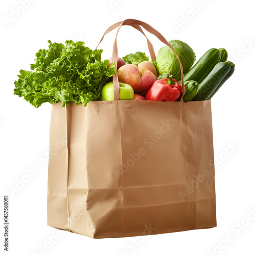Produce filled brown paper grocery bag