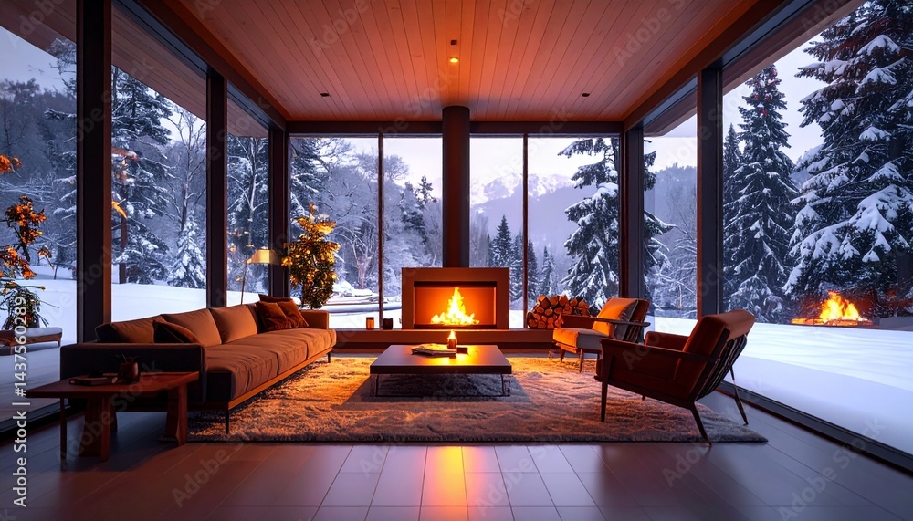 Fototapeta premium Explore the inviting ambiance of a warm room. 