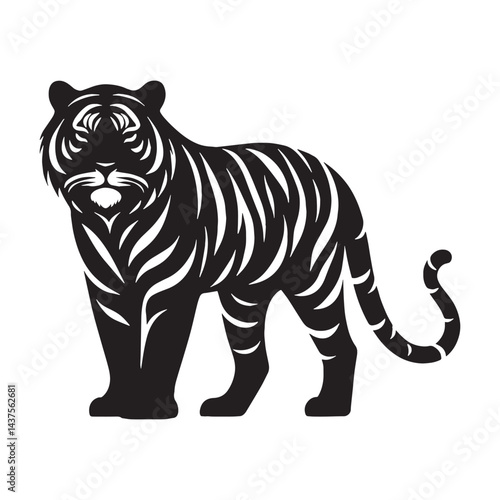 Modern tiger silhouette tailored for versatile branding, logos, and digital media – tiger silhouette – tiger vector – tiger illustration – silhouette of tiger

