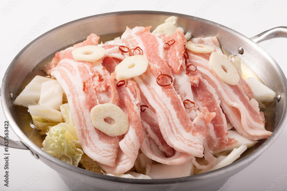 豚肉と白菜の鍋(調理前) 豚肉と白菜の鍋(調理前)