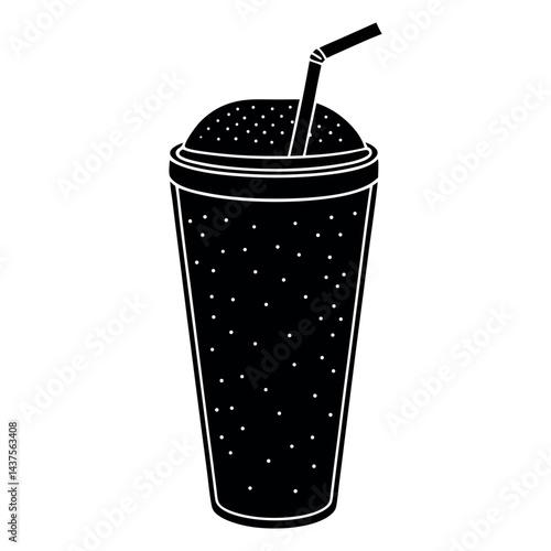 Vector illustration of a cold cola in a glass with ice and a straw, an isolated soft drink beverage