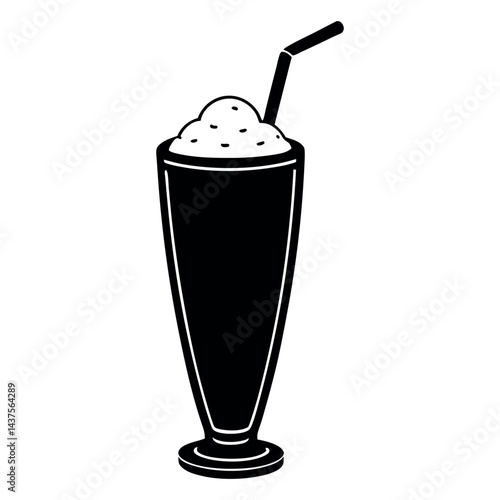 milkshake ice cream in glass isolated on white